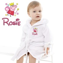 Baby and Toddler Fairy Pig Cartoon Design Embroidered Hooded Bathrobe in Contrast Color 100% Cotton